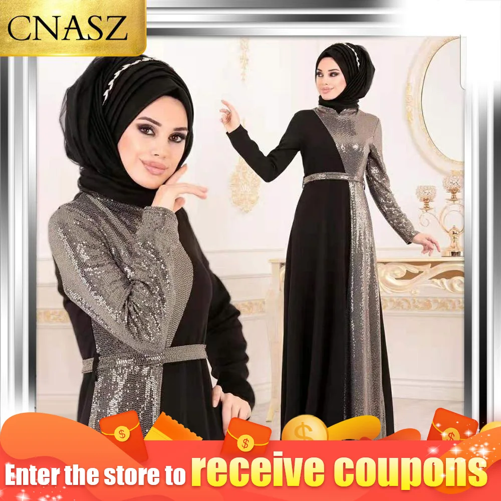Новинка 2019 роскошное длинное платье с блестками мусульманская женская абайя |