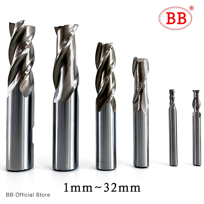 

BB End Mills High Precision HSS Metal Cutter Co8 Cobalt D1-32mm 2 3 4 Flutes Teeth Aluminum Milling Tool Key Seater Router Bit