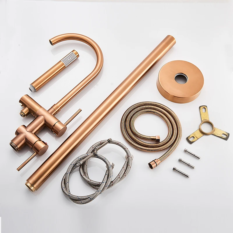 Набор смесителей для ванной rozin черный напольный кран горячей и холодной воды