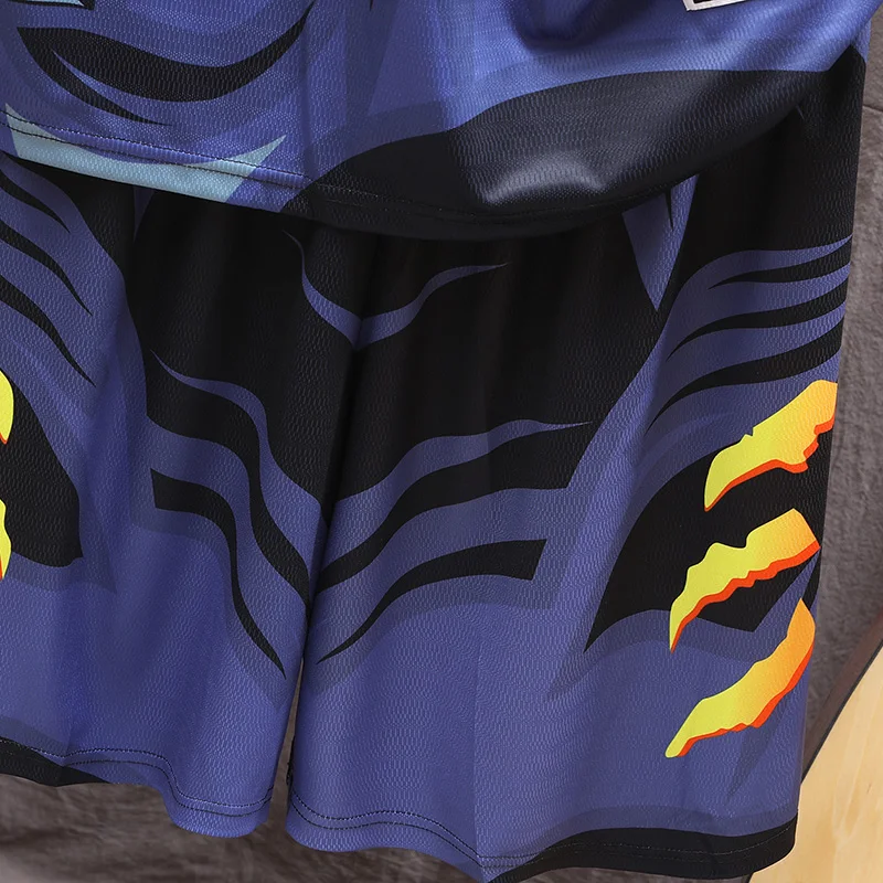 

2021 Summer Mens Quick-Drying Basketball Suit The Tiger Print Vest & Claw Marks Shorts Gym Clothes For Male