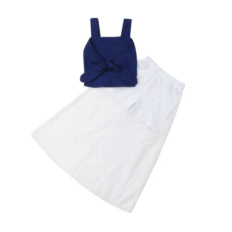 Модный детский нагрудник жилет для девочек укороченные джинсовые топы с бантом