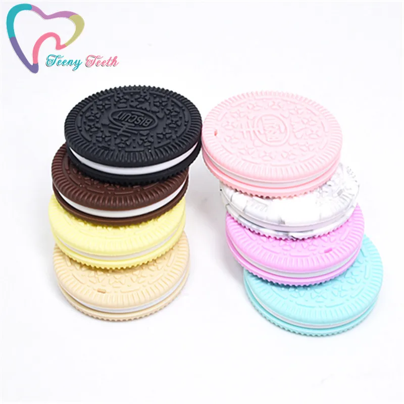 1 шт., не содержит бисфенола, безопасное Силиконовое печенье, детский жевательный прорезыватель, опт, Oreo, печенье, форма для прорезывания зубов, жевательный модный детский кулон