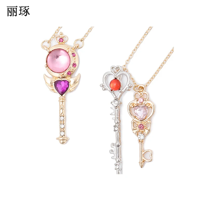 Japanese Sailor Moon Necklace Female Time Gem Scepter Key Crown Crystal Zircon Copper Alloy Ornament | Украшения и аксессуары