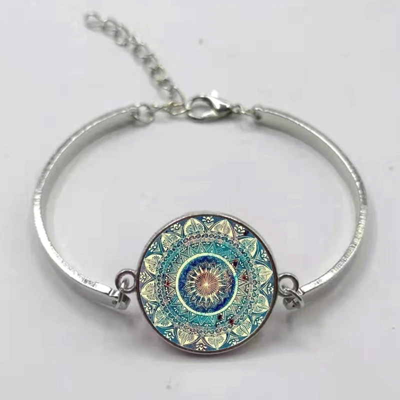 Модный гламурный браслет с изображением мандалы кожаный из хны символ йоги Ом