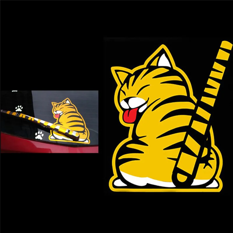 Наклейки с котом подвижный хвост наклейки на окна для стеклоочистителей заднее