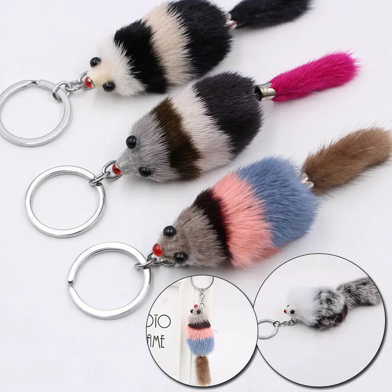 

1pcs New Cute Fluffy Fox Ball Key Chain Keyrings Pompom Fox Fur Charm Keychain Car Bag Key Ring Women Cartoon Pendant Jewelry