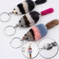 1pcs new cute fluffy fox ball key chain keyrings pompom fox fur charm keychain car bag key ring women cartoon pendant jewelry