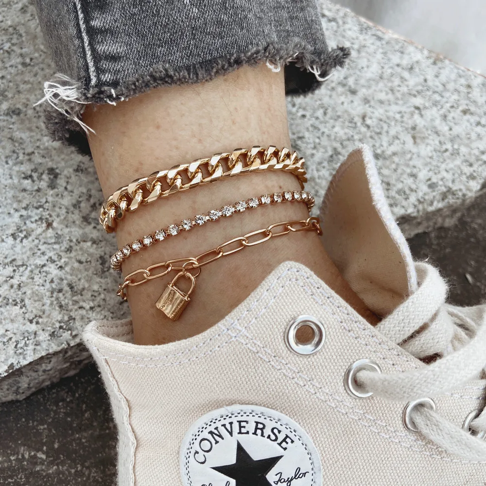 2021 модные новые аксессуары креативный браслет на ногу с толстой цепочкой и