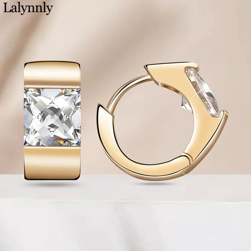 Женские серьги-гвоздики с фианитом золотистые медные E8436 2020 | Украшения и