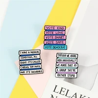 funny letter enamel pins vote kind medical badges fashion for women kids lapel brooches jackets shirt bag button pin men jewelry