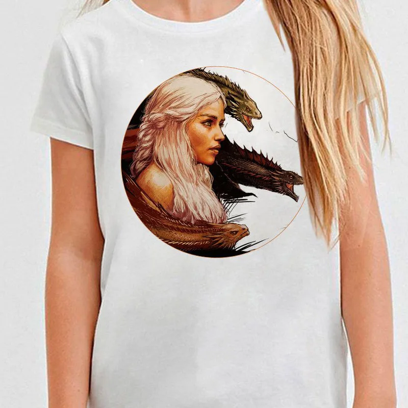 Женская футболка с героями игры престолов Daenerys Targaryen Khaleesi для матери драконов