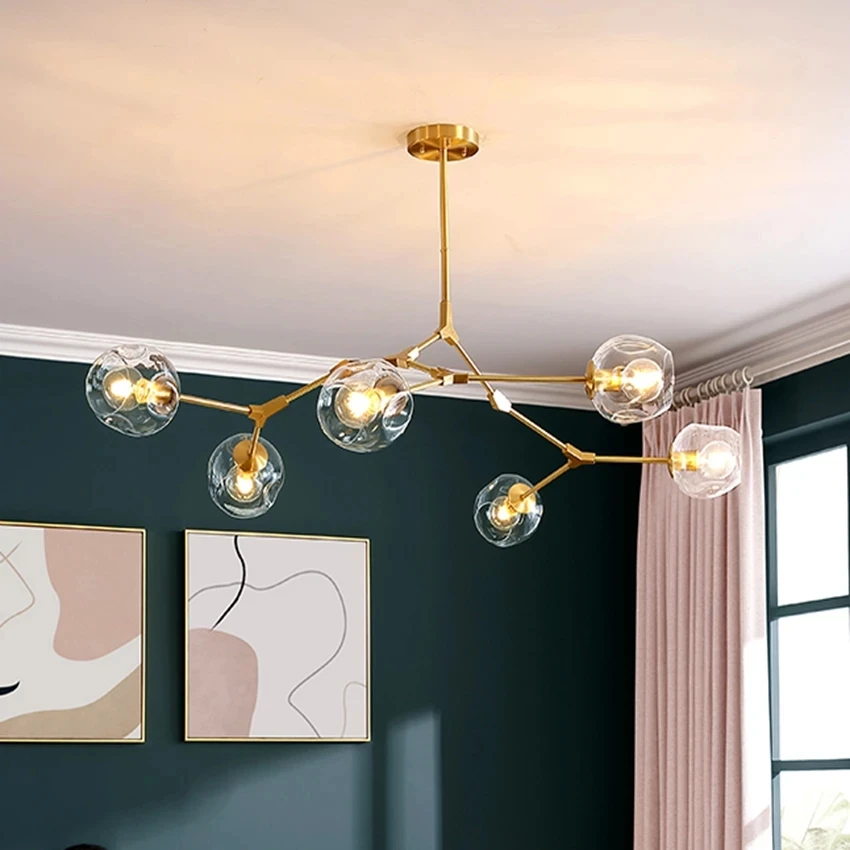 

Nordic LOFT LED Glass Chandeliers Restaurant Ceiling Chandelier Indoor Home Kitchen Fixtures Lighting Living Room Decor Hanglamp