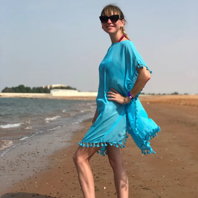 Женский шифоновый Летний Пляжный Купальник-бикини с кисточками