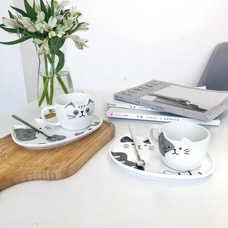 200 мл милый мультяшный котенок керамическая кофейная чашка посуда костюм с