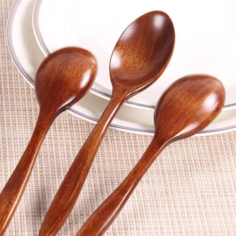 

3pcs/18cm natural wood Japanese-style environmental tableware cooking honey coffee spoon Mixing spoon