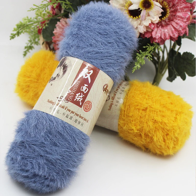 100 г/шарик двухсторонняя длинная норковая Пряжа Толстая Вязание крючком ручное