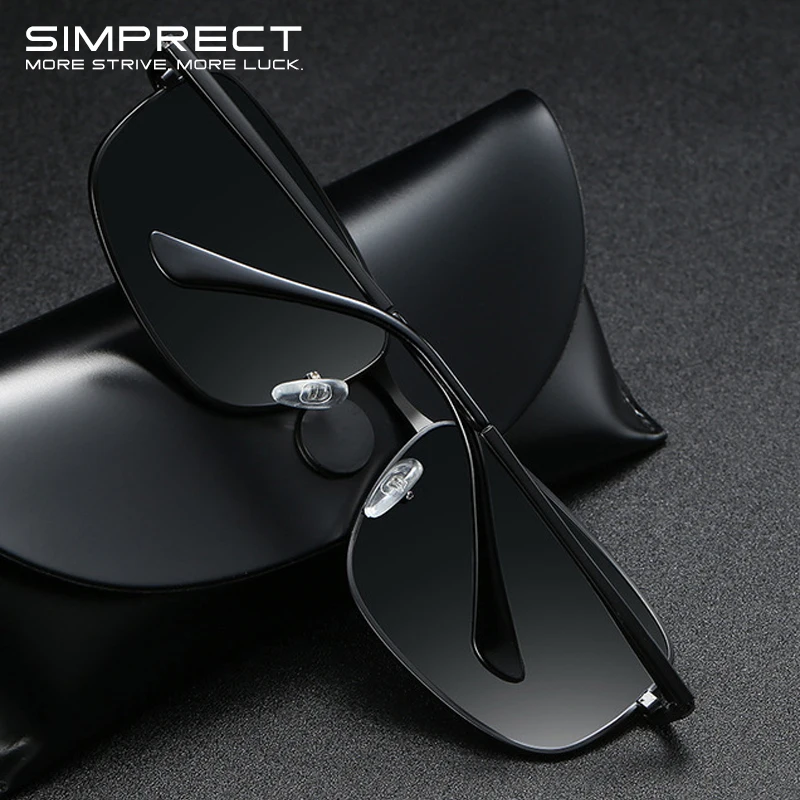 Фото SIMPRECT Anti-Glare Polarized Sunglasses Men 2021 Retro Square Driver's UV400 Vintage Sun Glasses For Oculos Аксессуары для SIMPRECT Anti-Glare Polarized Sunglasses Men 2021 Retro Square Driver's UV400 Vintage Sun Glasses For Oculos Аксессуары для