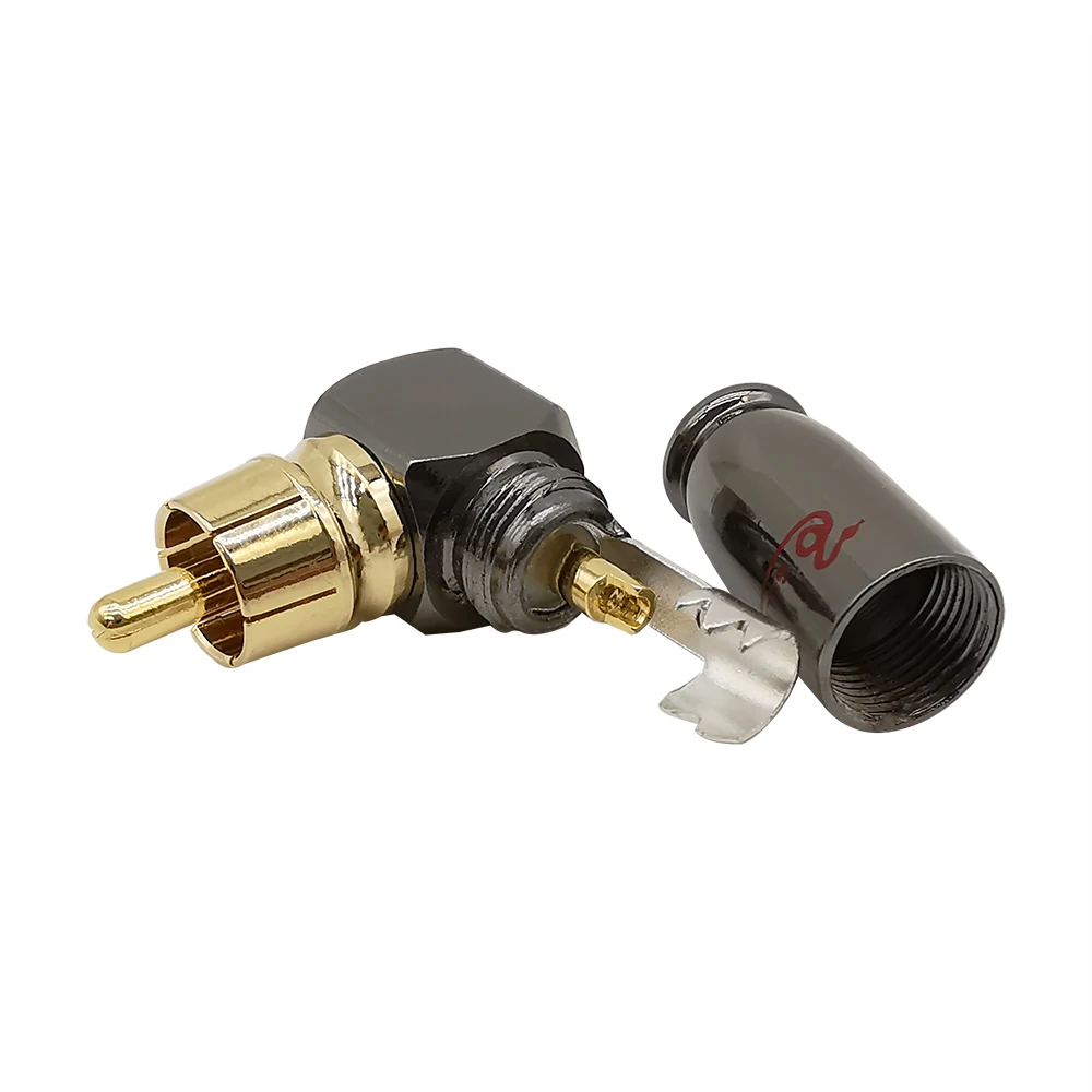 2 шт. аудио разъем RCA под прямым углом штекер конвертер позолоченный l образный