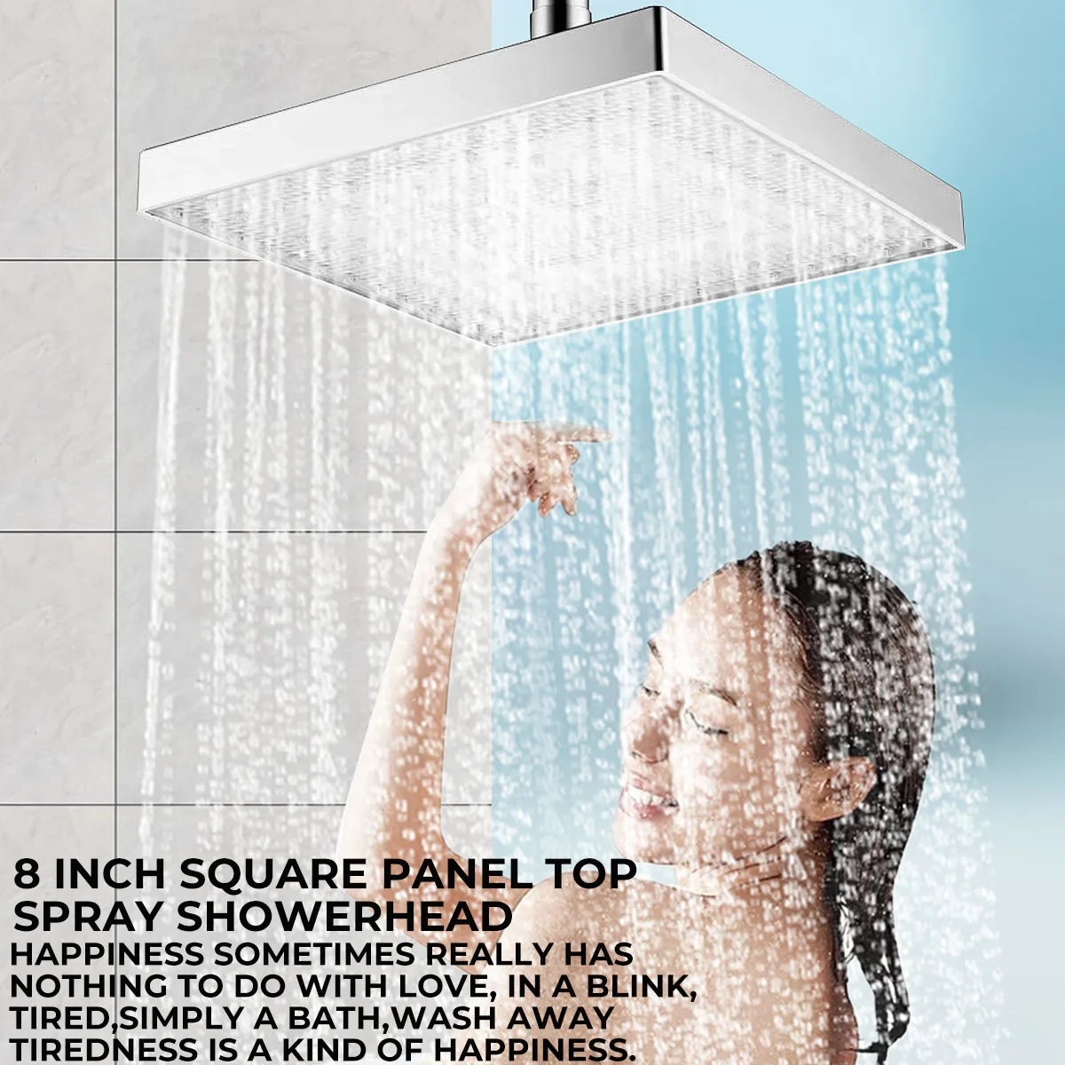 

8 Inch Chrome Rainfall LED Shower Head 7 Colors Changing Temperature Controlled High-Pressure Bathroom Shower Head
