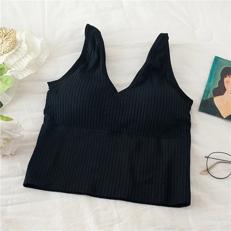 

Women Tank Top Underwear Sexy Knitted Padded wireless beauty back Vest Female Backless Sleeveless Intimate Lingerie