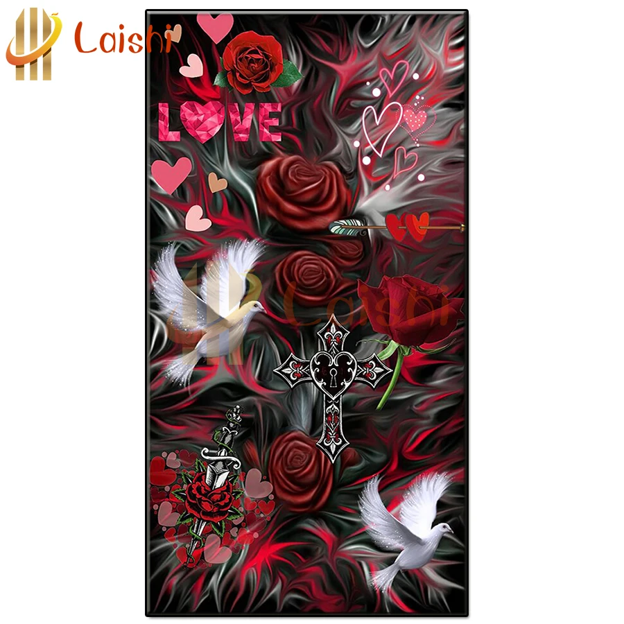 

diy diamond embroidery Valentine's day gift, red rose flower sale diamond painting full square round drill pattern home decor