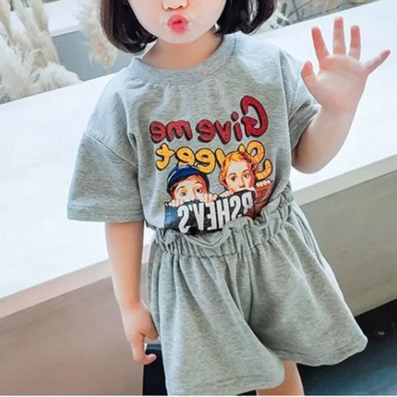 

Children O Neck Cartoon Summer Clothes New Lovely Short Sleeve + Cosy Cutton Short Pants Suit Fashion Kids ​Two-Piece Clothing