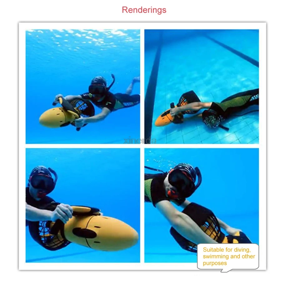 

Электрический подводный скутер, водный морской двойной скоростной Пропеллер для дайвинга в бассейне, 1 комплект, водонепроницаемое спортив...