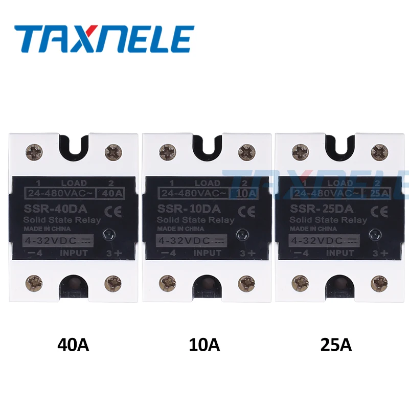 DC В AC SSR 40DA SSR 25DA 10DA твердотельное реле 4-32VDC вход 24-480VAC выход твердотельное реле промышленный одиночный черный SSR