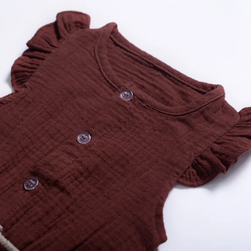 Летний комбинезон для новорожденных девочек с оборками на рукавах одежда