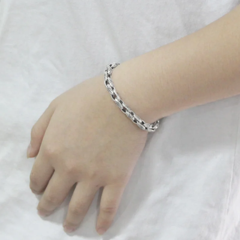 Браслет из чистого серебра с перекрестной шнуровкой унисекс S925 цельная