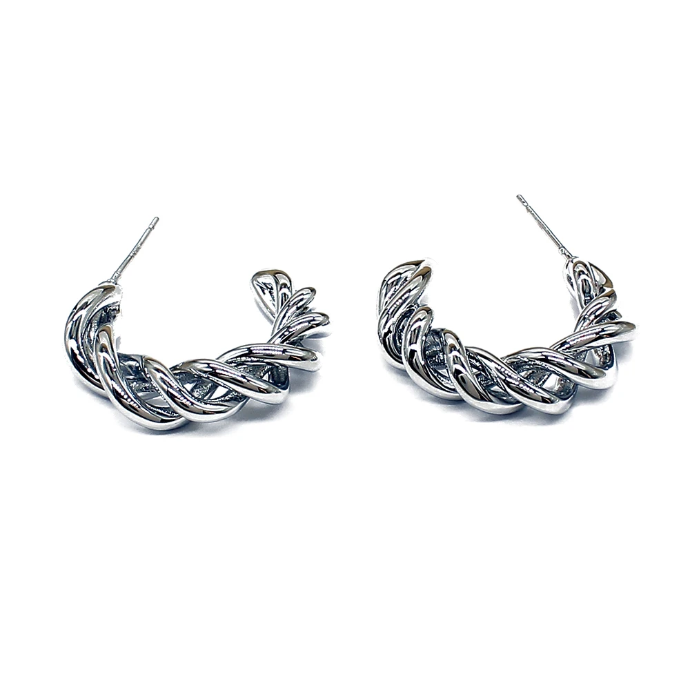 

Punk Metallic Gold Multiple Twist Pendant Earrings New Jewelry Fashion Wedding Party Unusual Earrings Ear Studs For Woman