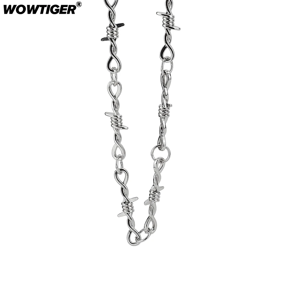 WOWTIGER Новинка панк хип хоп 50 см шипы мужские ожерелья для женщин унисекс высокое
