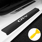 4 шт. для Honda CRV FIT логотип автомобиля Стайлинг углеродное волокно дверные пороги протектор Виниловые наклейки украшение значок аксессуары