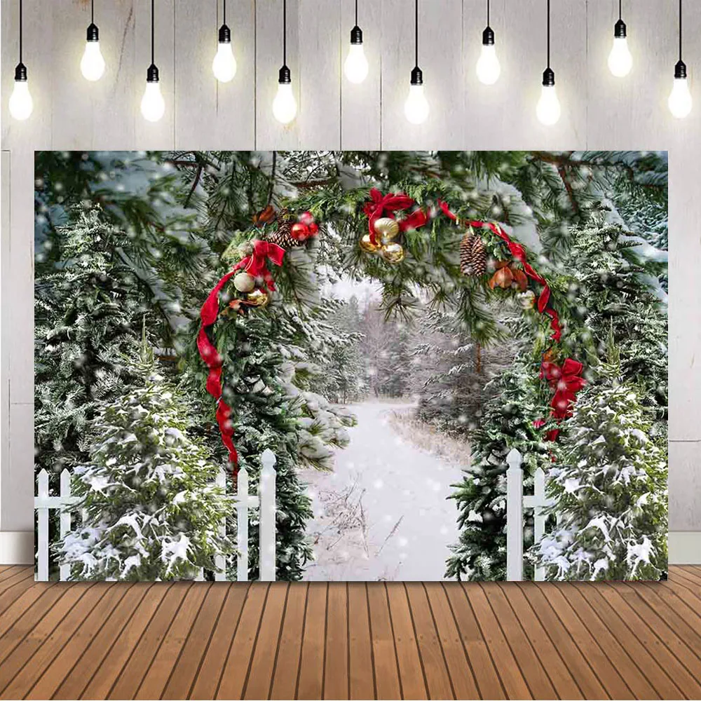 

Рождественский фон с изображением сосновой двери для фотосъемки зимний Блестящий портретный фон с боке для студийной фотосъемки реквизит для рождественской елки