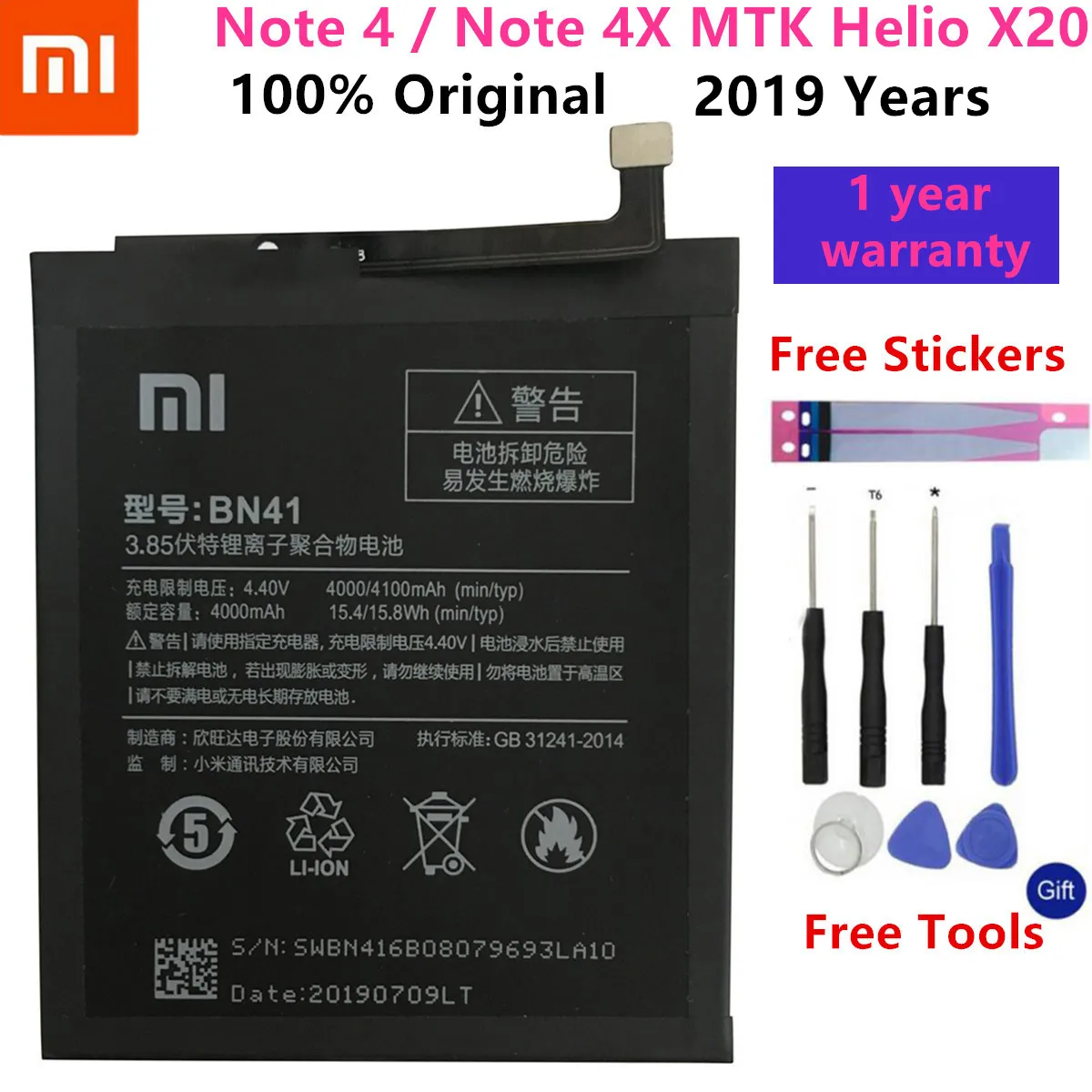 BN30 BN41 BN43 BM46 BM47 Батарея для Xiaomi Redmi Hongmi 4A Note 4 4X MTK global Snapdragon 625 Note 3 3 Pro 3 3S 3X Батарея - Цвет: BN41 Note 4 4X MTK