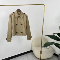 amy green khaki biker short women trench long sleeve double breasted bottons jacket with sashes high quality new autumn coats