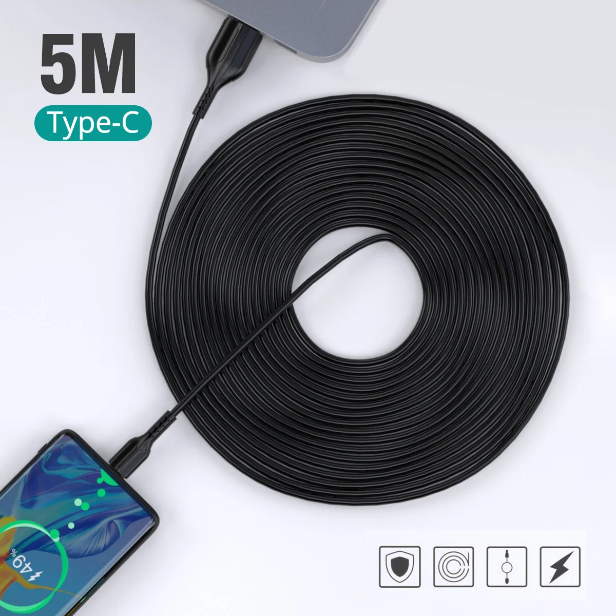 FONEKN 3 м 5 длинный кабель типа C Micro USB телефонный зарядный Быстрая зарядка