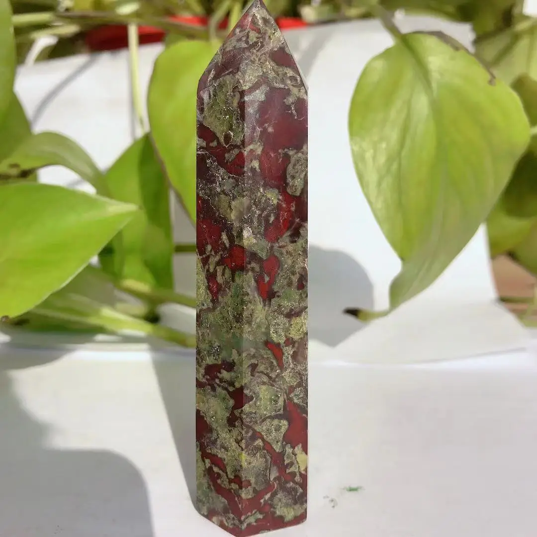 

Beautiful natural dragon blood stone column energy healing Reiki ornament