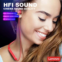 lenovo qe07 bluetooth5 0 wireless headset waterproof sport earbud with noise cancelling mic magnetic neckband earphones