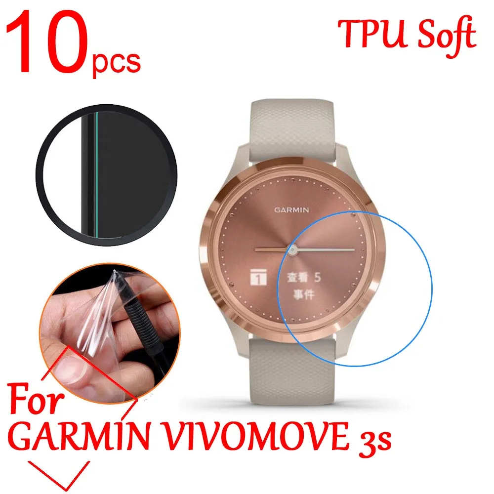 10 шт./лот ультра прозрачный ТПУ мягкий ЖК экран защитная пленка для GARMIN VIVOMOVE 3/3s