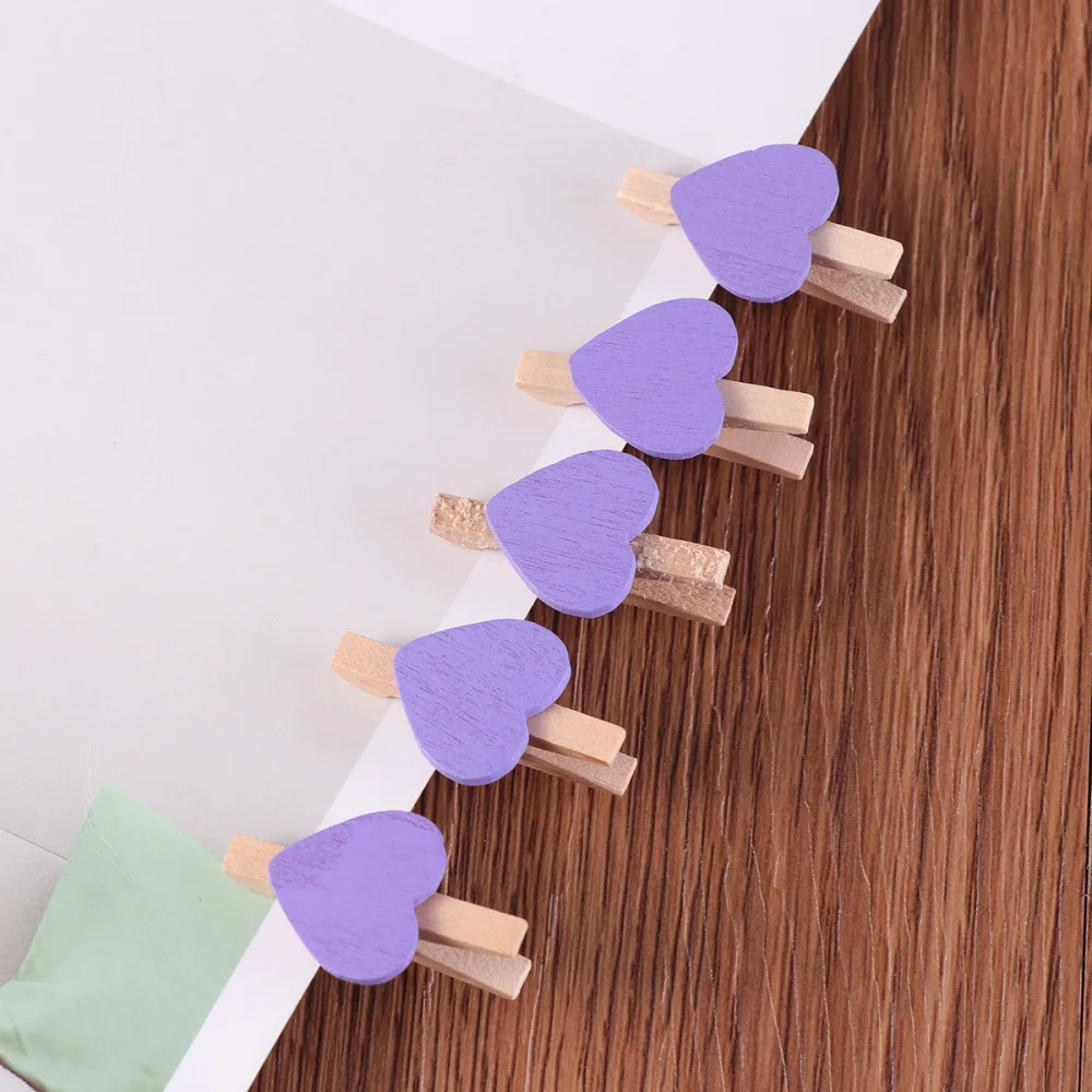 

50pcs Love Wood Clips Beautiful Small Fixation Clips for Photo Painting )