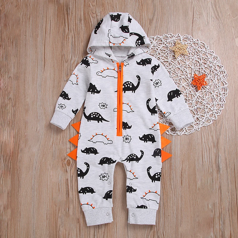 Весенне осенний комбинезон для новорожденных Детский с капюшоном и рисунком