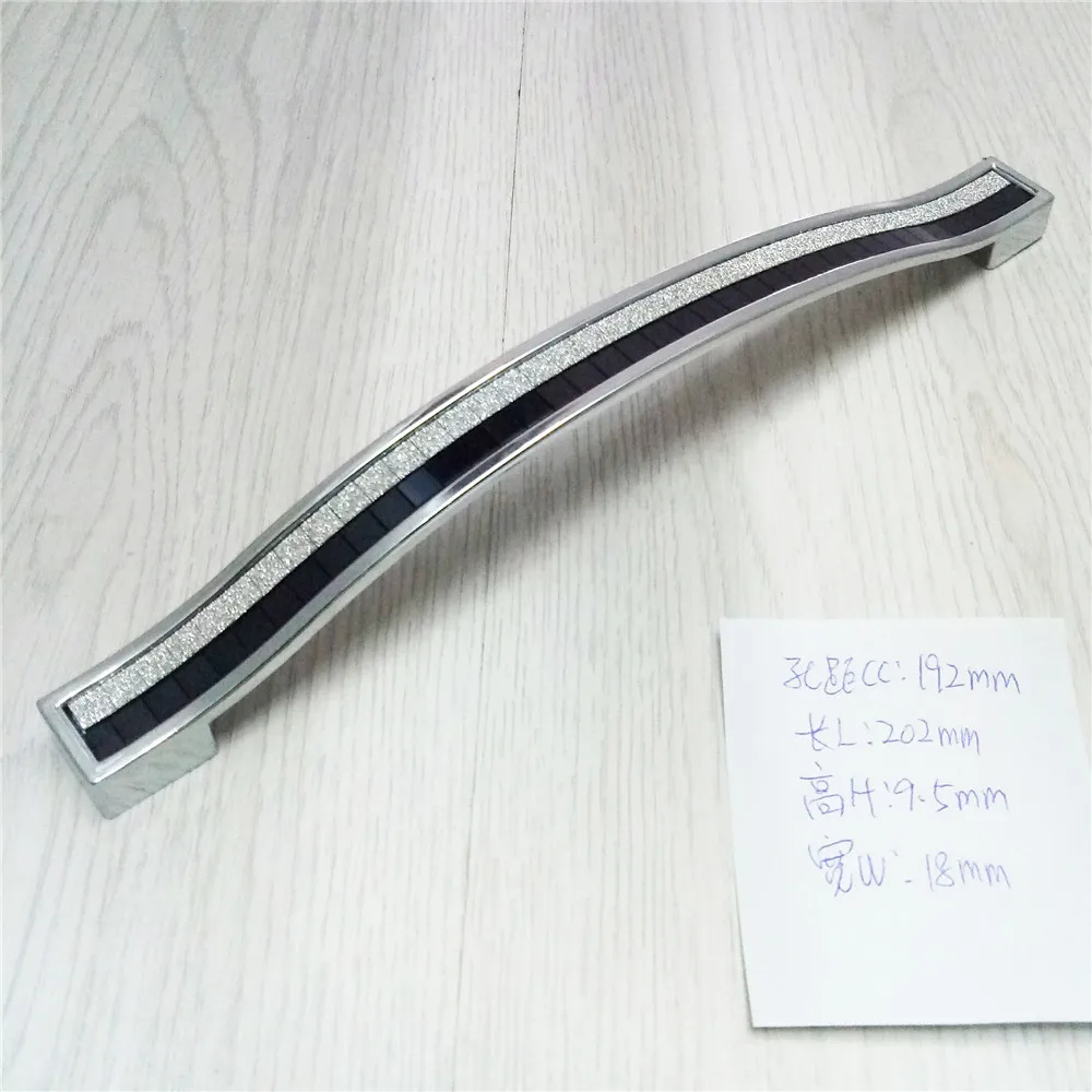 Hole Pitch 192mm Шаг отверстия 96 мм/128 мм/160 мм/192 мм цинковый сплав половинные черные хрустальные ручки для ящиков Мебельная ручка - Цвет: Hole Pitch 192mm