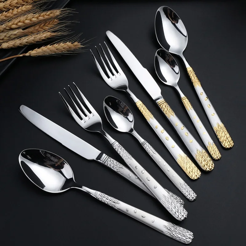 

4 шт./компл. набор посуды Нержавеющая сталь столовый набор для кухни зеркало золотого цвета посуда набор Ножи вилка обеденная ложка набор