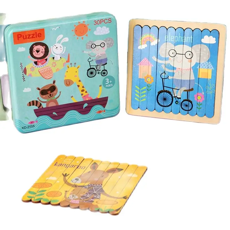 

Деревянный 3D-пазл Монтессори, деревянные головоломки для детей, двусторонняя история, головоломки, игрушки