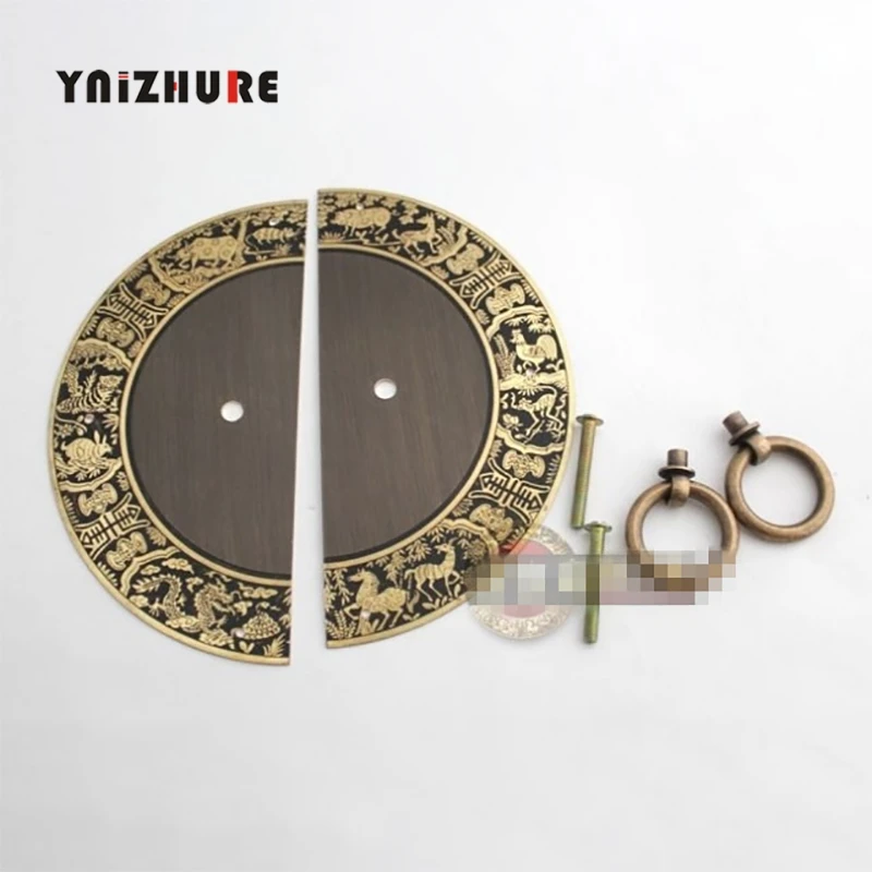 140 мм китайская антикварная мебель ручки ящика шкафа Медь зодиака с крепежными