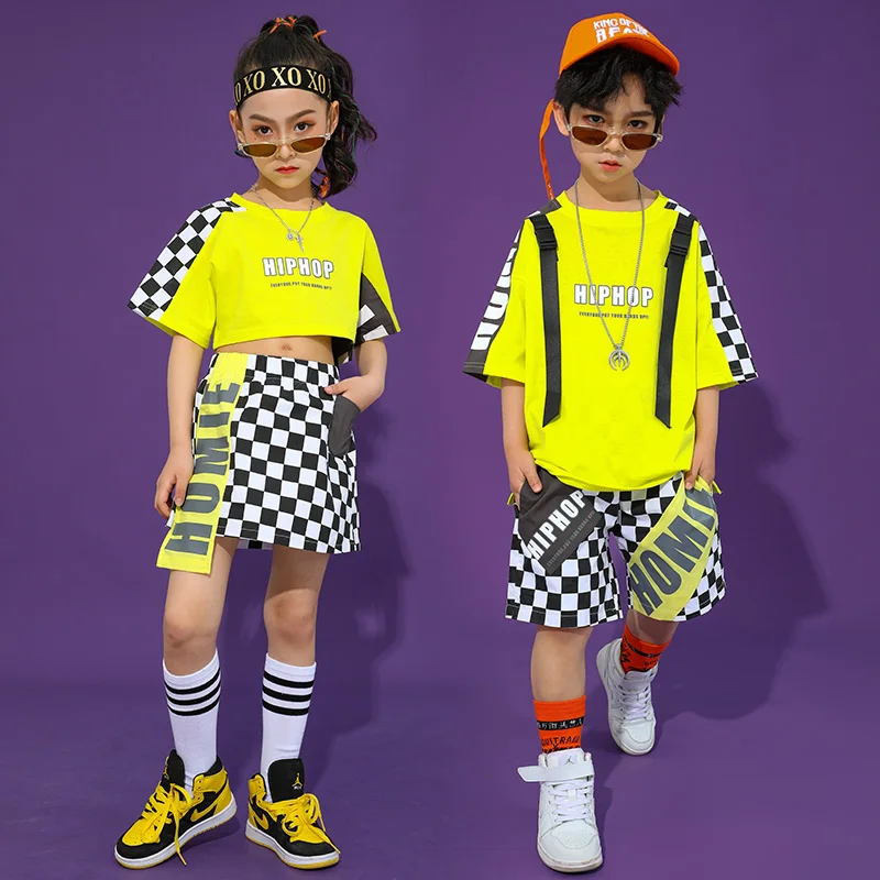 

Handsome Boy Jazz Dance Costume Girl Hip-Hop Street Catwalk Suit Children's Summer Sportswear Stage Performance Clothing DL6313