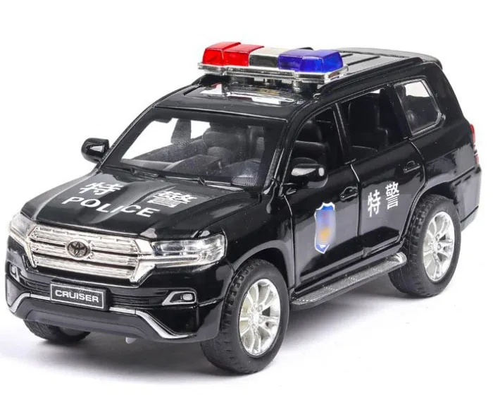 1:32, Toyota LAND CRUISER, литые под давлением модели автомобилей, игрушки с шестью открывающимися дверями, задний звуковой светильник для детей, игрушки - Цвет: Black 2