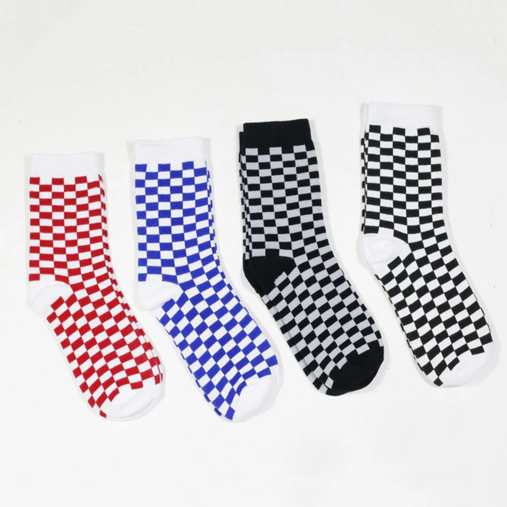 Корейские Веселые женские шахматные носки в стиле Харадзюку геометрические