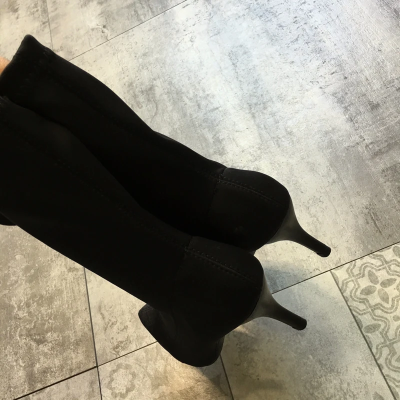 Bootee/ г.; женские сапоги; чулки; Брендовая женская обувь; ботинки на шнуровке; дамские носки; модные резиновые сапоги на высоком каблуке с острым носком; сезон осень-зима